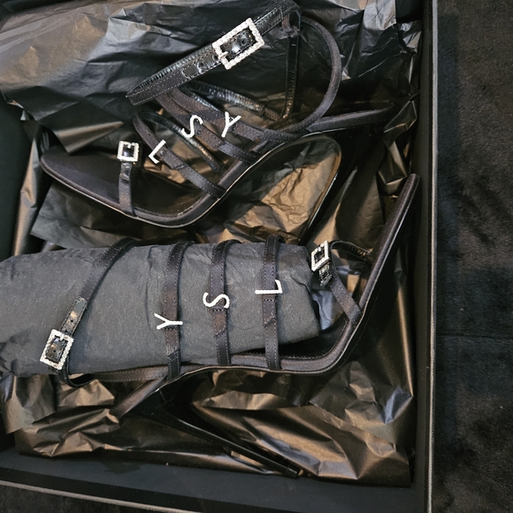 Yves Saint Laurent Black Strappy Heels - Picture 6 of 7